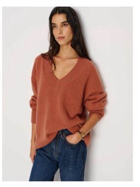 Jadey Cashmere Oversized V-neck Sweater